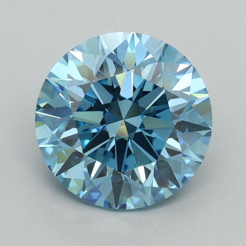 3.26 Ct. Fancy Vivid Blue Round Lab Grown Diamond