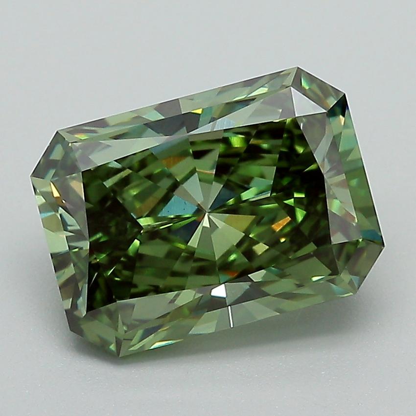 3.06 Ct. Fancy Vivid Green Radiant Lab Grown Diamond