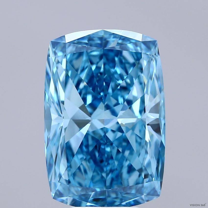 8.14 Ct. Fancy Vivid Blue Cushion Lab Grown Diamond
