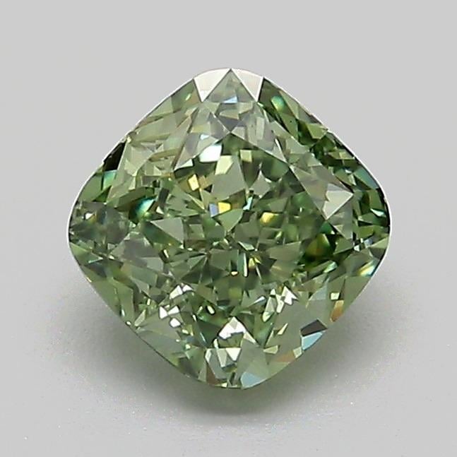 1.05 Ct. Fancy Vivid Green Cushion Lab Grown Diamond