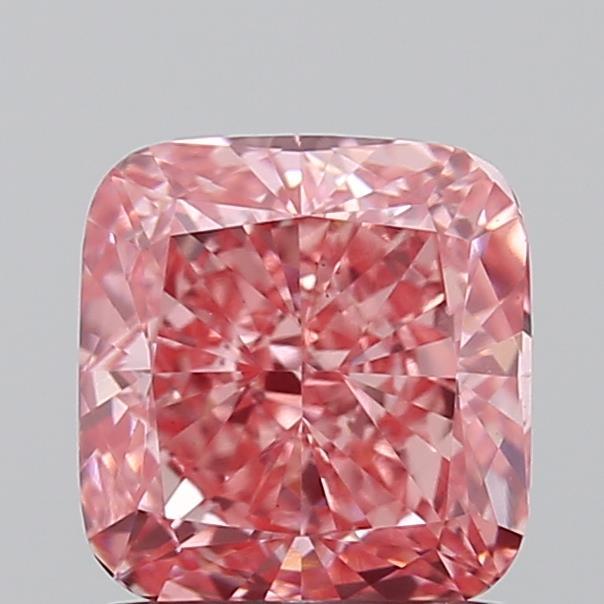 1.29 Ct. Fancy Vivid  Pink Cushion Lab Grown Diamond