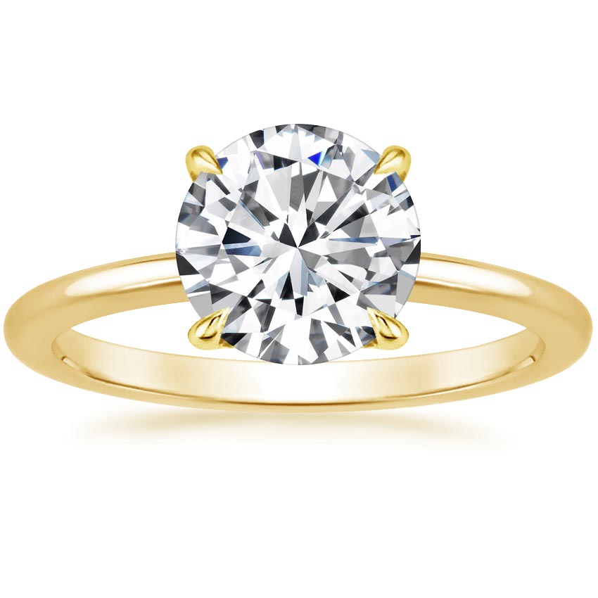 18K Yellow Gold Secret Halo Diamond Ring, large top view