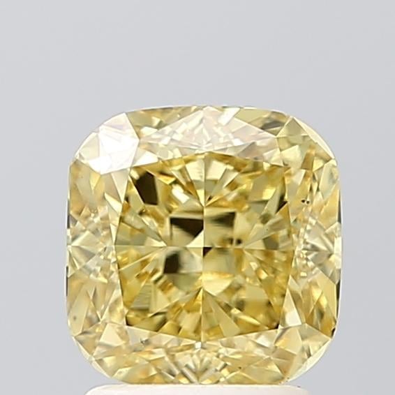 2.10 Ct. Fancy Intense Yellow Cushion Lab Grown Diamond