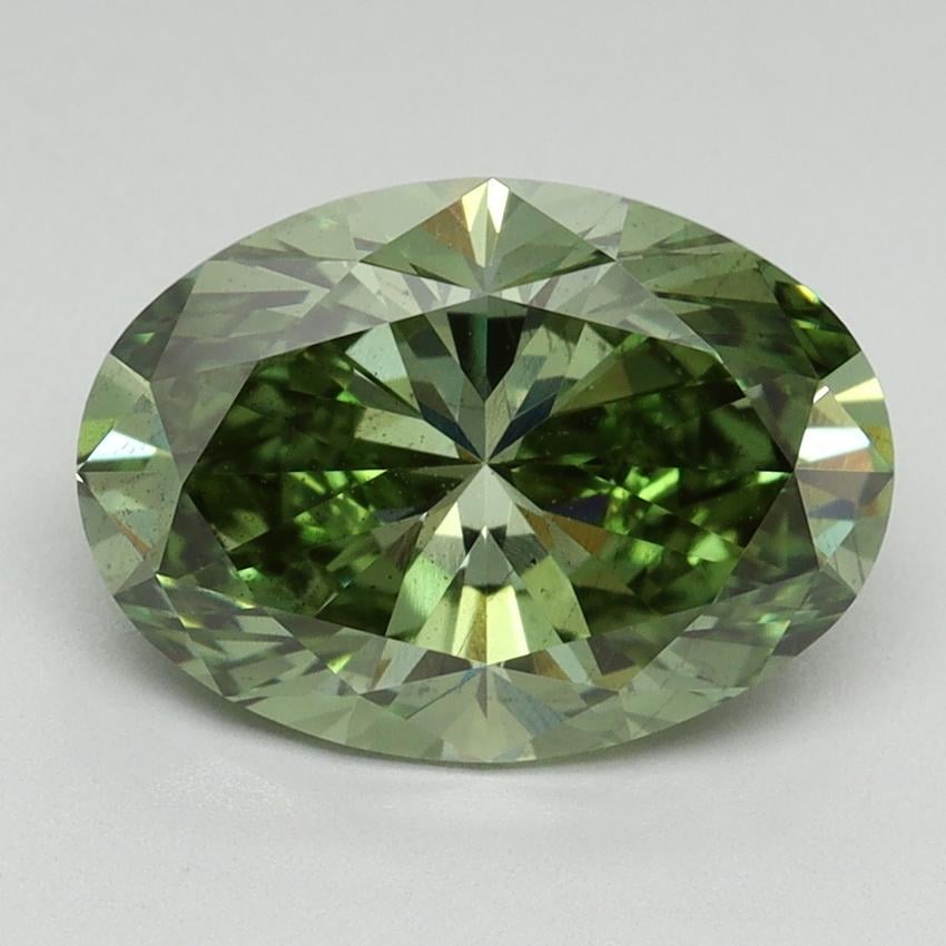 3.29 Ct. Fancy Vivid Pacific Green Oval Lab Grown Diamond