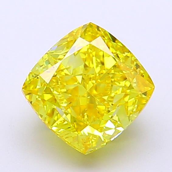 1.79 Ct. Fancy Vivid Yellow Cushion Lab Grown Diamond