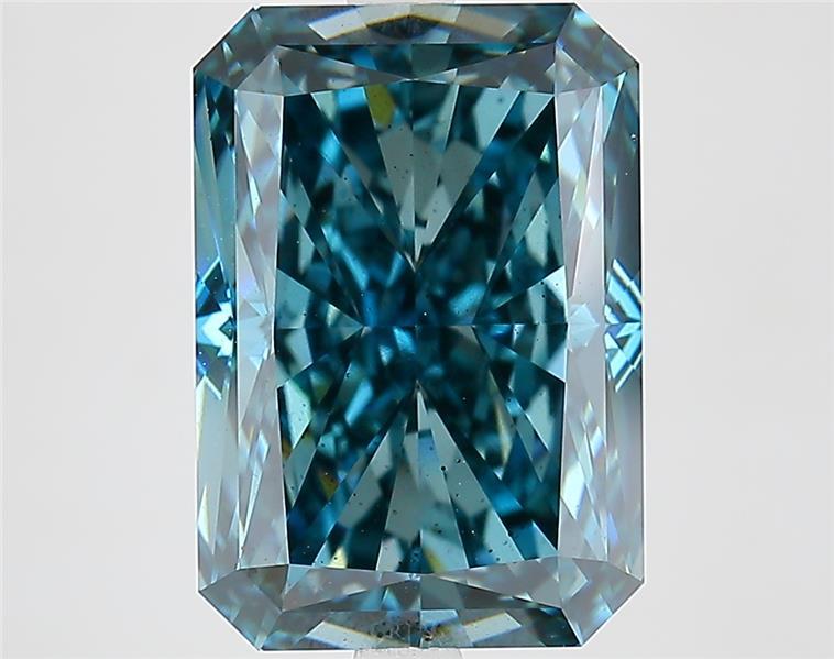 6.52 Ct. Fancy Vivid Greenish Blue Radiant Lab Grown Diamond