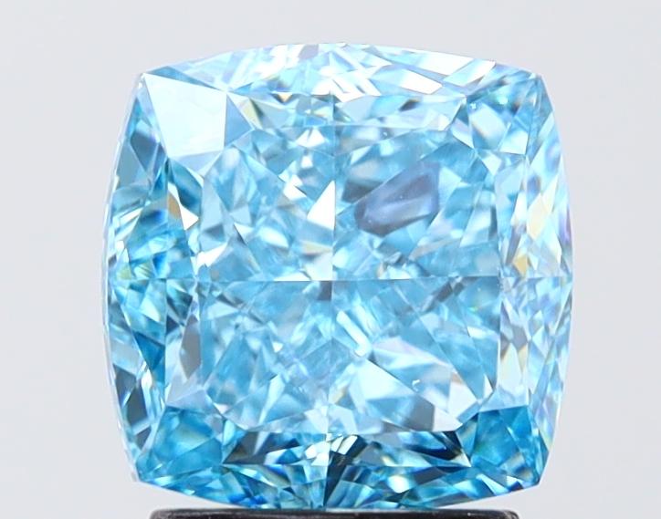 3.01 Ct. Fancy Vivid Blue Blue Cushion Lab Grown Diamond