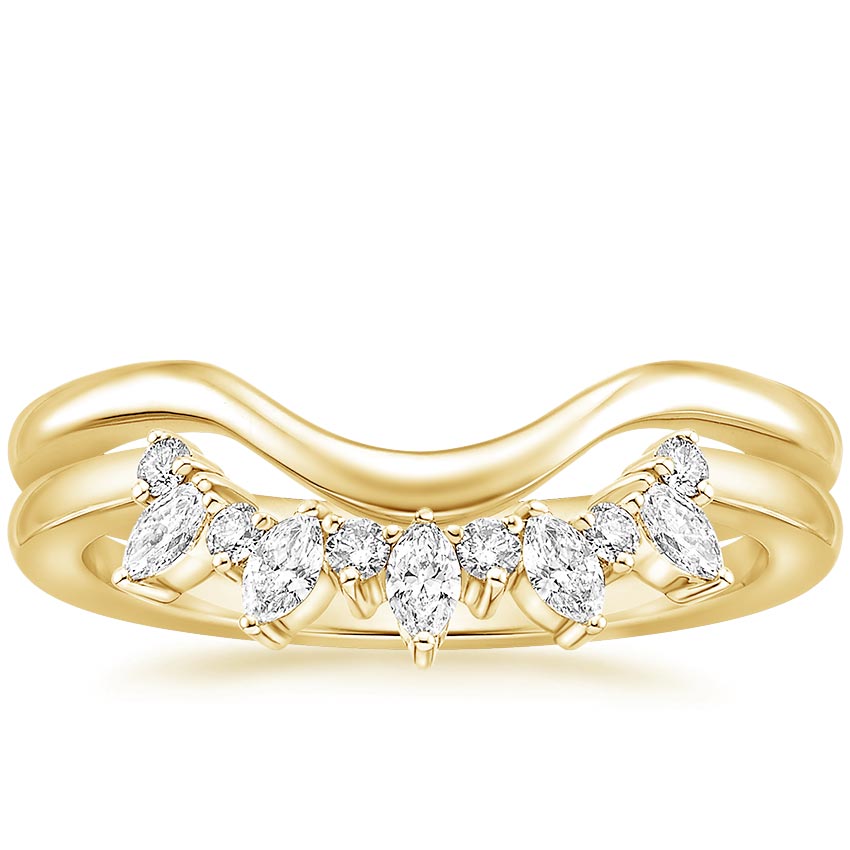 Yellow Gold Marquise and Round Diamond Nesting Ring Stack 