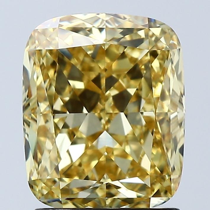 2.03 Ct. Fancy Vivid Yellow Cushion Lab Grown Diamond