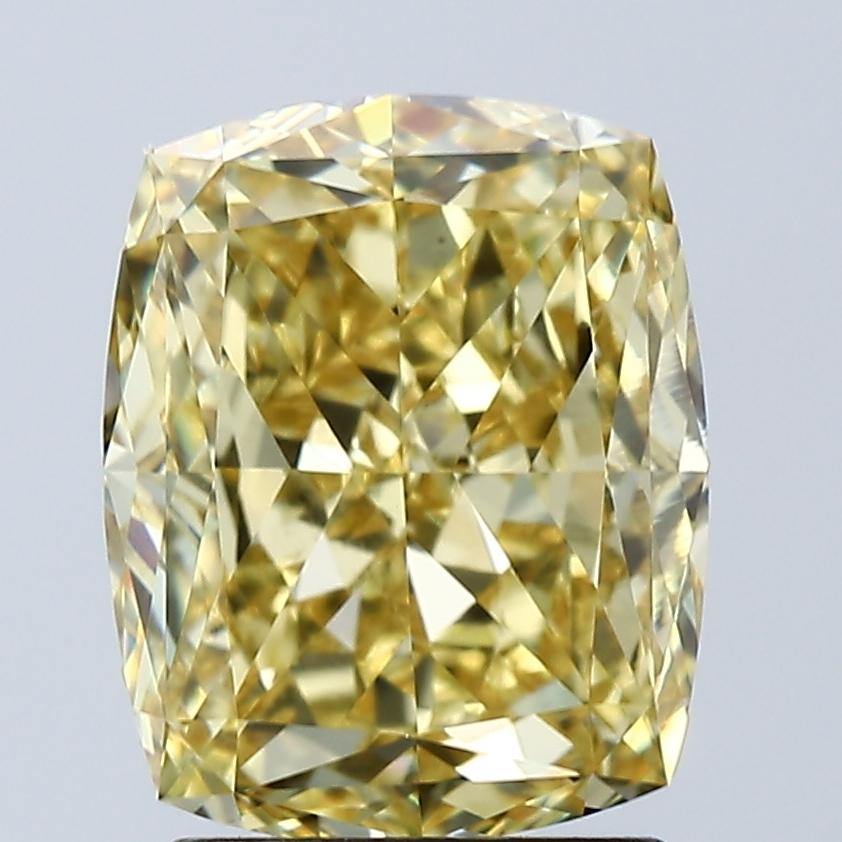 3.04 Ct. Fancy Vivid Yellow Cushion Lab Grown Diamond