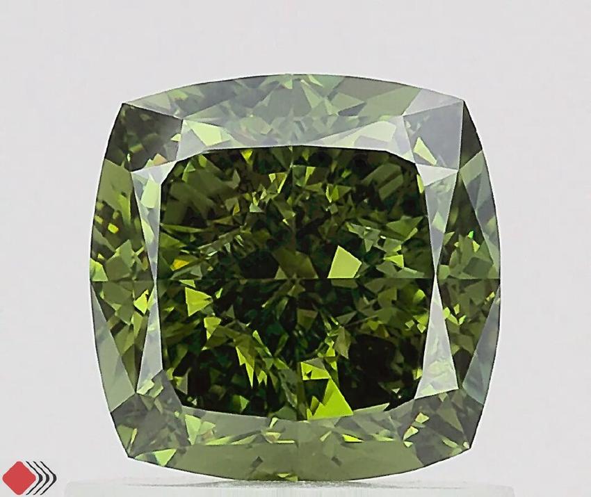 1.23 Ct. Fancy Vivid  Green Cushion Lab Grown Diamond