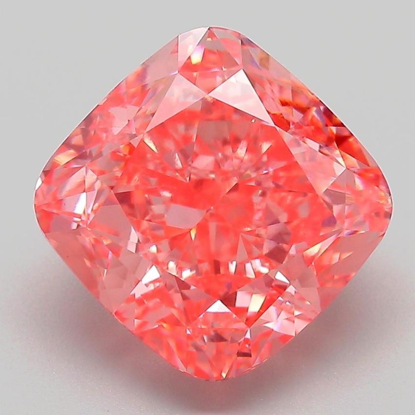 5.60 Ct. Fancy Vivid Pink Cushion Lab Grown Diamond