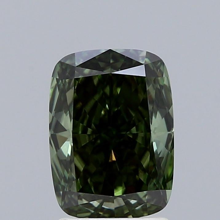 2.00 Ct. Fancy Deep  Green Cushion Lab Grown Diamond