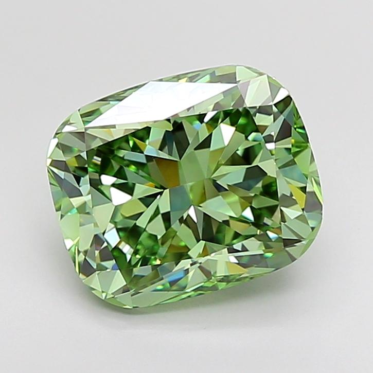 4.77 Ct. Fancy Vivid Green Cushion Lab Grown Diamond