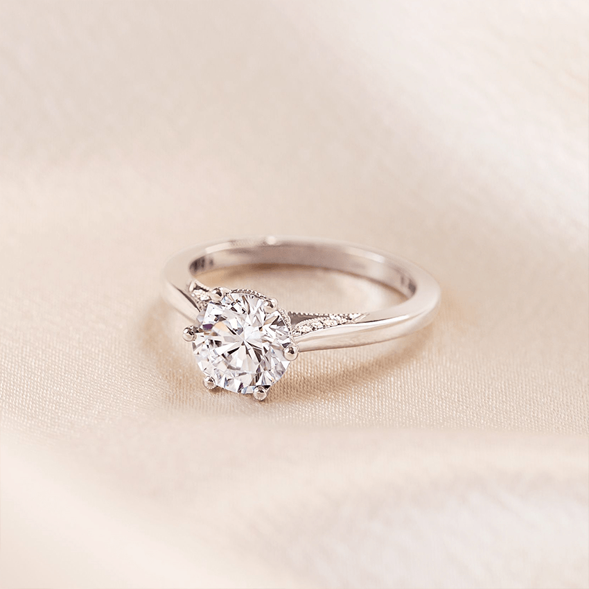 18K White Gold Simply Tacori Crown Diamond Ring, large additional view 2