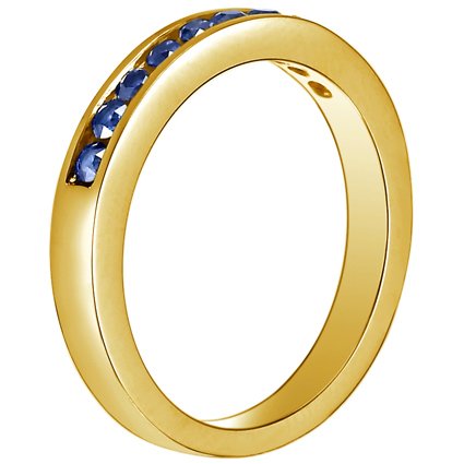Channel Set Round Sapphire Ring in 18K Yellow Gold