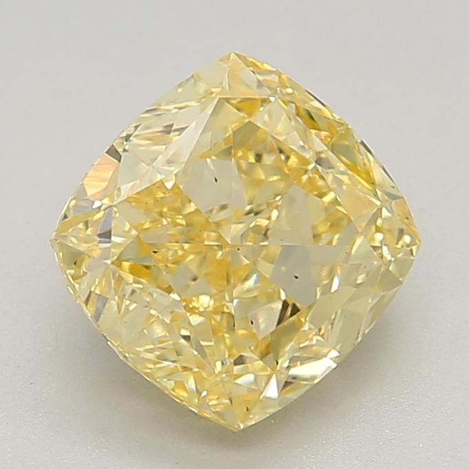 2.35 Ct. Fancy Intense Yellow Cushion Lab Grown Diamond