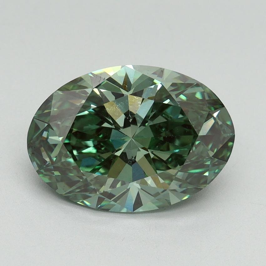 3.09 Ct. Fancy Vivid Green Oval Lab Grown Diamond