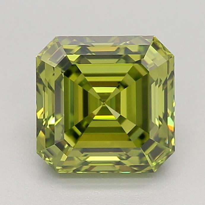 0.92 Ct. Fancy Vivid Green Asscher Lab Grown Diamond