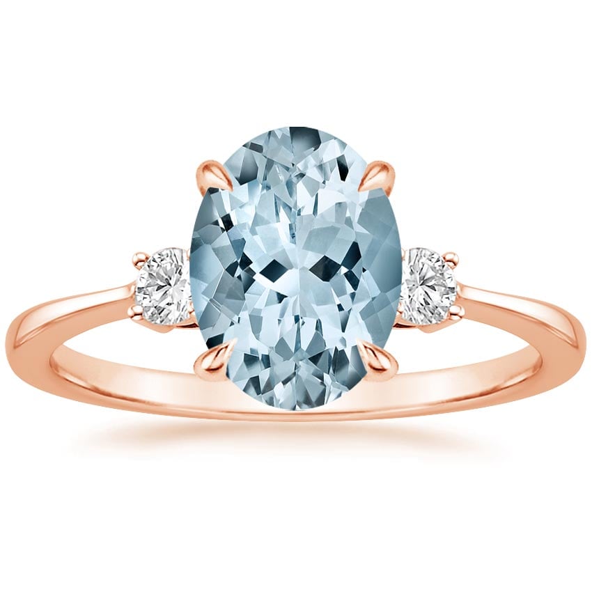 Aquamarine Selene Diamond Ring in 14K Rose Gold