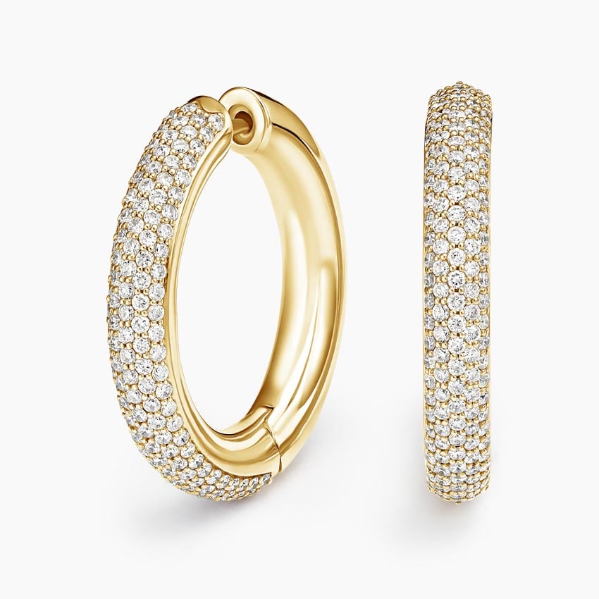 14K Yellow Gold Lab Diamond Tube Hoop Earrings (1 1/4 ct. tw.)