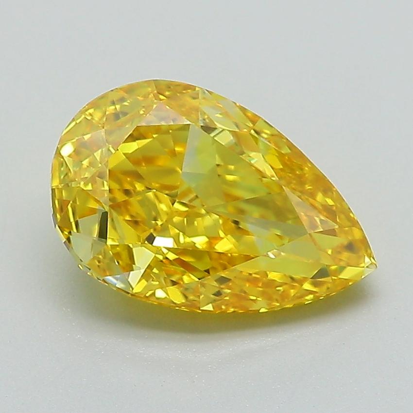 2.11 Ct. Fancy Vivid Yellow Pear Lab Grown Diamond