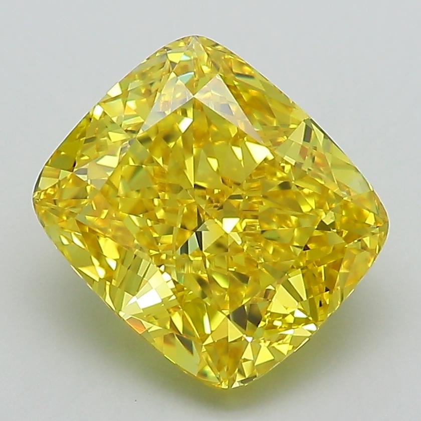 3.31 Ct. Fancy Vivid Yellow Cushion Lab Grown Diamond