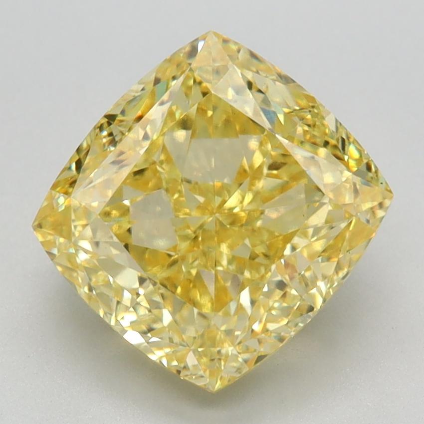 3.31 Ct. Fancy Vivid Yellow Cushion Lab Grown Diamond