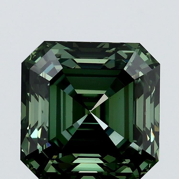 3.00 Ct. Fancy Vivid Green Asscher Lab Grown Diamond