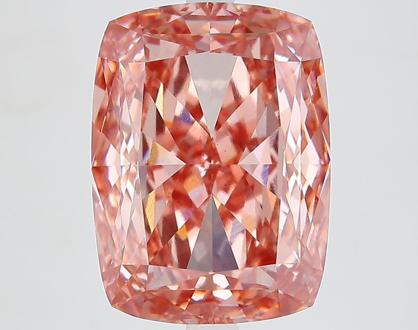 9.51 Ct. Fancy Vivid Brownish Pink Cushion Lab Grown Diamond