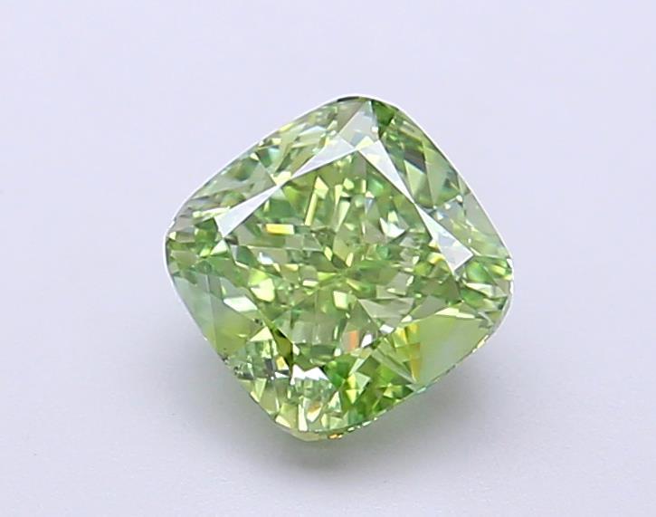 1.15 Ct. Fancy Vivid Green Cushion Lab Grown Diamond