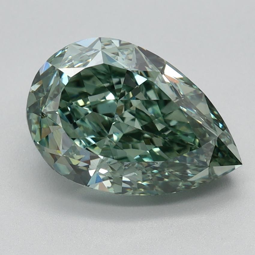2.58 Ct. Fancy Vivid Green Pear Lab Grown Diamond