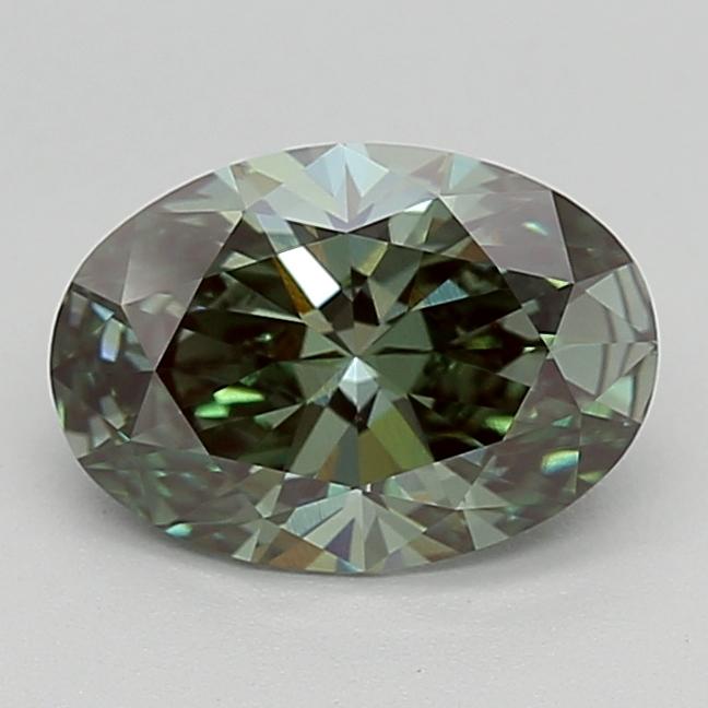1.14 Ct. Fancy Vivid  Green Oval Lab Grown Diamond