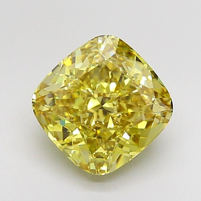2.56 Ct. Fancy Intense Yellow Cushion Lab Grown Diamond