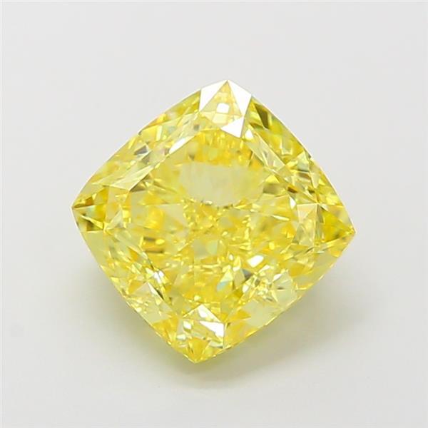 2.55 Ct. Fancy Vivid  Yellow Cushion Lab Grown Diamond