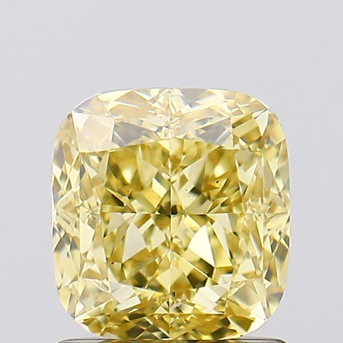 1.34 Ct. Fancy Vivid Yellow Cushion Lab Grown Diamond