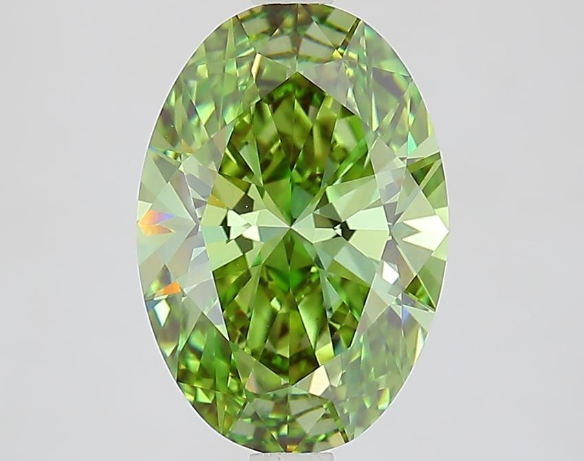 2.98 Ct. Fancy Vivid Green Oval Lab Grown Diamond