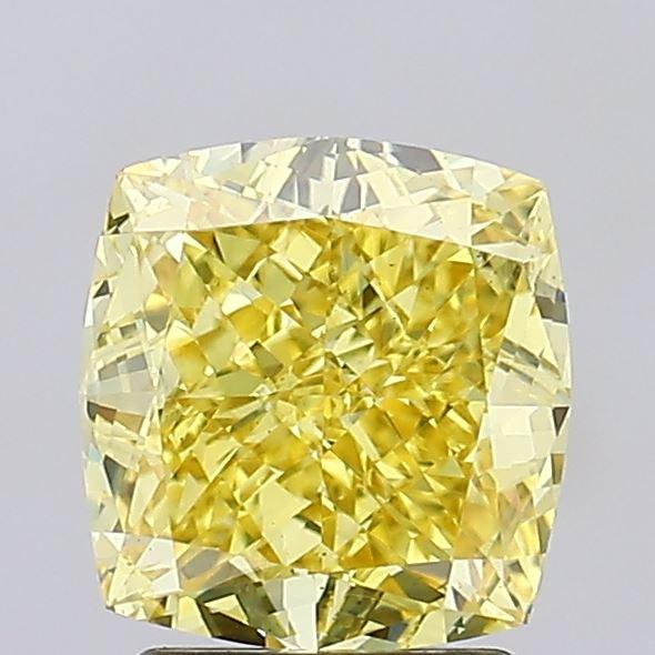 3.03 Ct. Fancy Intense Yellow Cushion Lab Grown Diamond