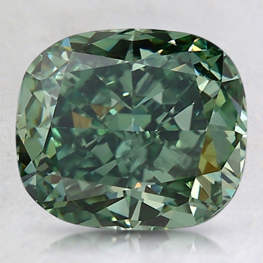 3.07 Ct. Fancy Vivid Green Cushion Lab Created Diamond