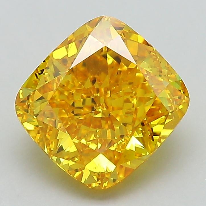 2.40 Ct. Fancy Vivid Yellow Cushion Lab Grown Diamond