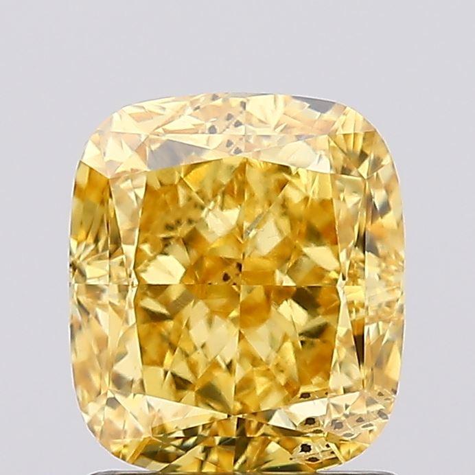 1.51 Ct. Fancy Vivid  Yellow Cushion Lab Grown Diamond