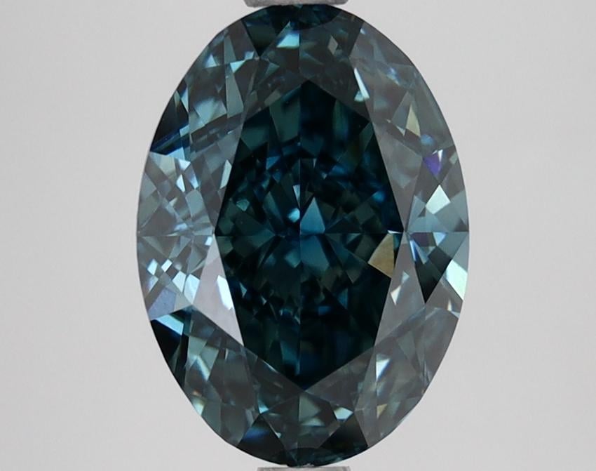 2.97 Ct. Fancy Intense Bluish Green Oval Lab Grown Diamond
