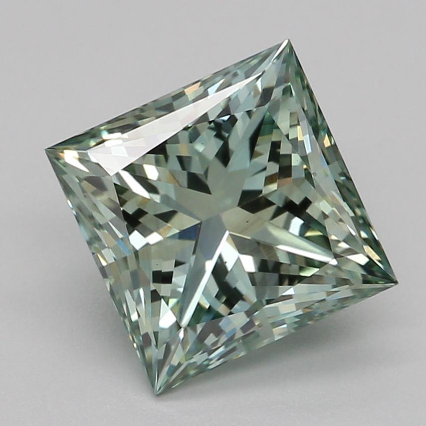 1.51 Ct. Fancy Vivid Green Princess Lab Grown Diamond