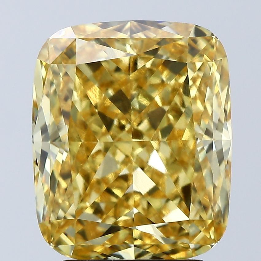 4.07 Ct. Fancy Vivid Yellow Cushion Lab Grown Diamond