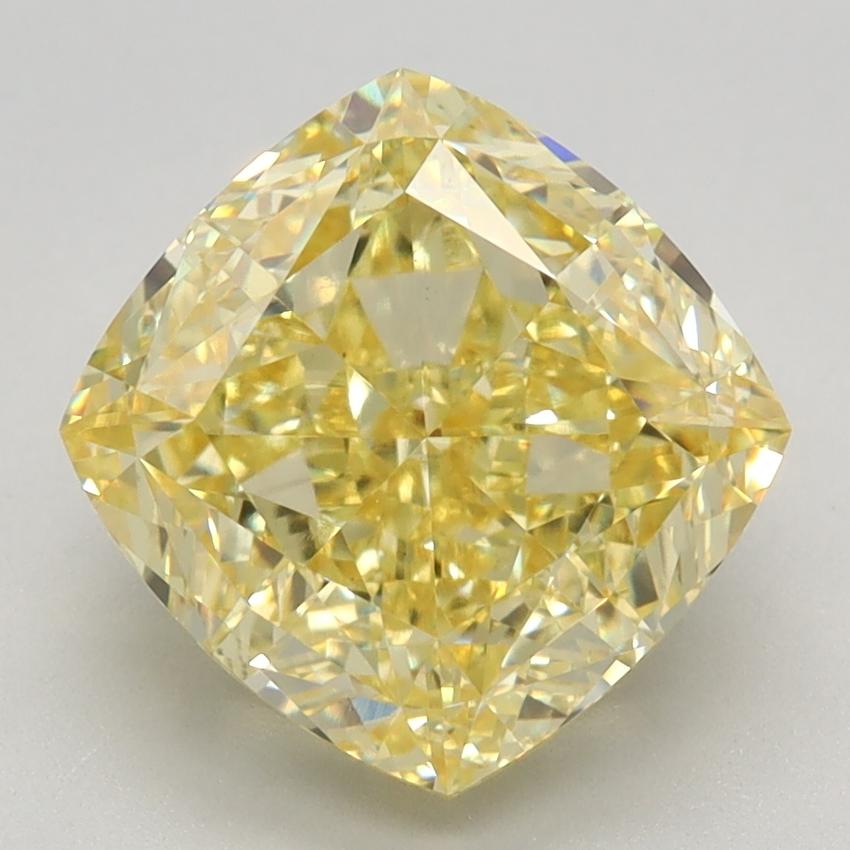 3.70 Ct. Fancy Vivid Yellow Cushion Lab Grown Diamond
