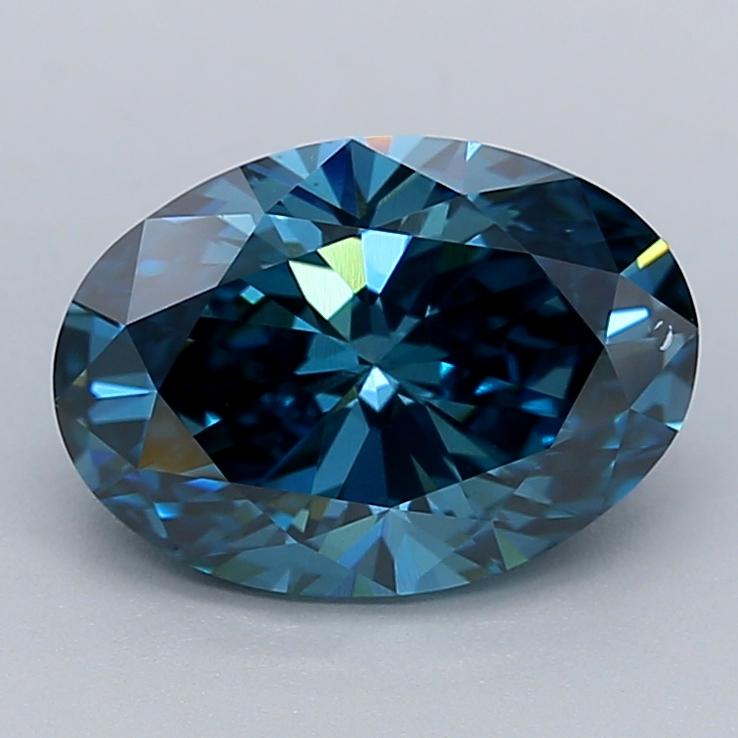 3.01 Ct. Fancy Vivid  Blue Oval Lab Grown Diamond