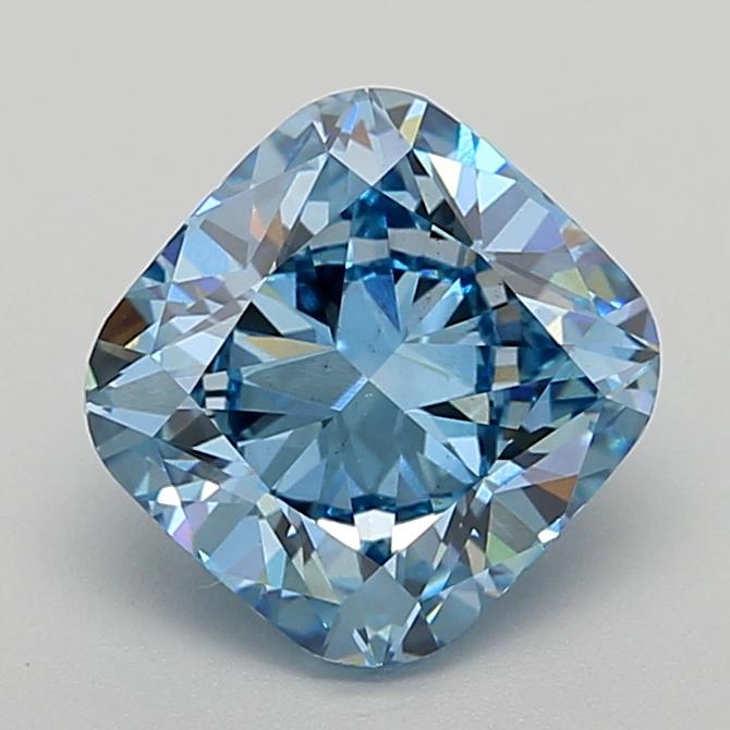 3.23 Ct. Fancy Vivid  Blue Cushion Lab Grown Diamond