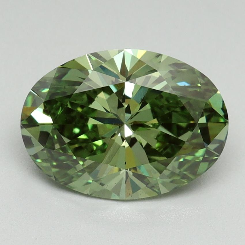 2.00 Ct. Fancy Vivid Green Oval Lab Grown Diamond