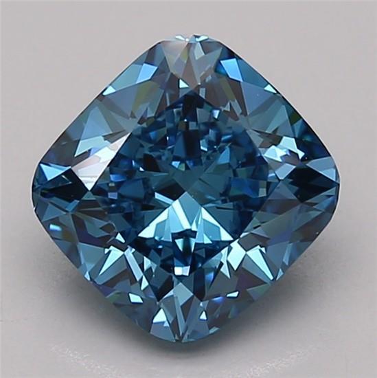2.10 Ct. Fancy Vivid Blue Cushion Lab Grown Diamond