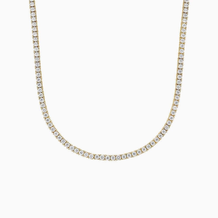 18K Yellow Gold 18 in. Perfect Four-Prong Diamond Tennis Necklace (5 ct. tw.)